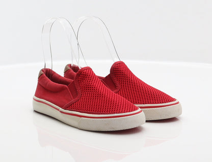 F&F Girls Red Polyester Slip On Flat UK 12 31