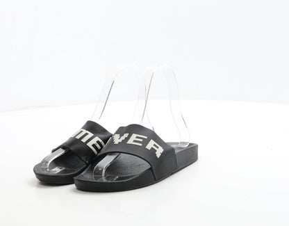 Preworn Boys Black Rubber Slider Sandal UK 1 33 - Game Over