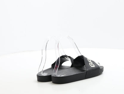 Preworn Boys Black Rubber Slider Sandal UK 1 33 - Game Over