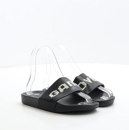 Preworn Boys Black Rubber Slider Sandal UK 1 33 - Game Over