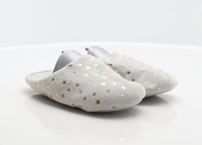 Preworn Girls Grey Geometric Polyester Mule Slipper UK 1 - Star detail