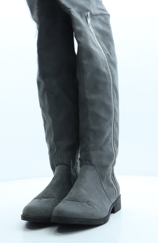 Primark Womens Grey Suede Slip On Boot UK 3 36