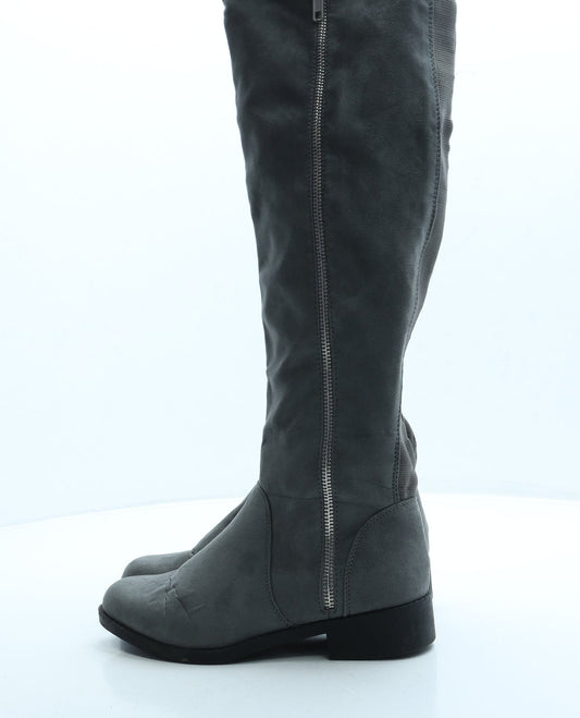 Primark Womens Grey Suede Slip On Boot UK 3 36
