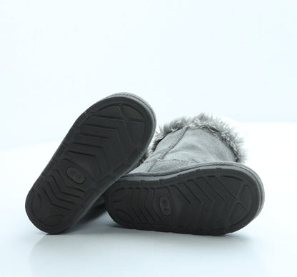 Preworn Girls Grey Polyester Shearling Style Boot UK 8