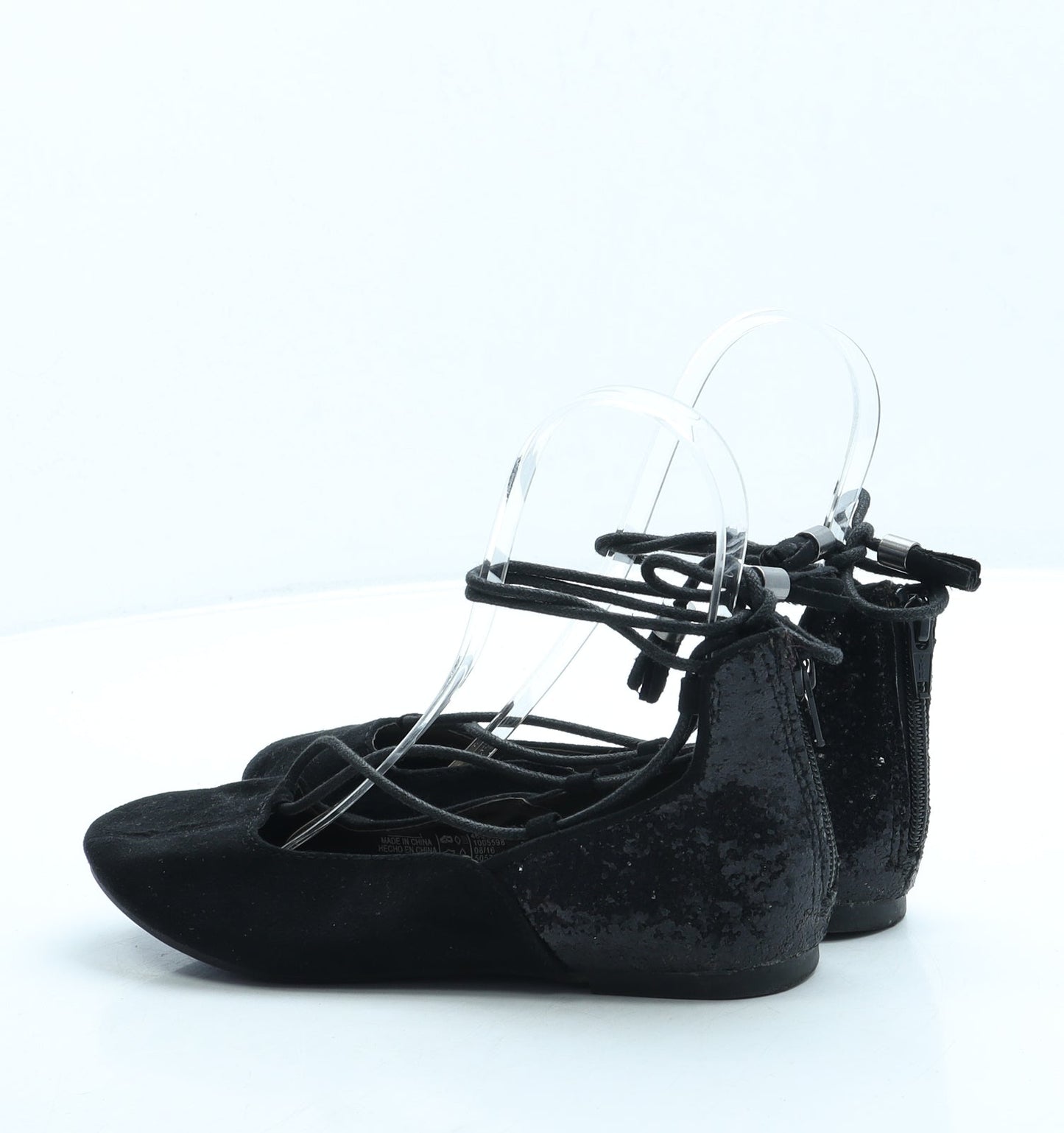 F&F Girls Black Polyester Flat UK 2 34