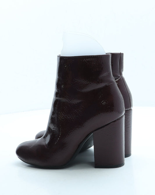 F&F Womens Red Leather Bootie Boot UK 3 36