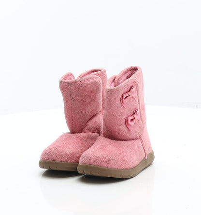 Preworn Girls Pink Synthetic Shearling Style Boot UK 5