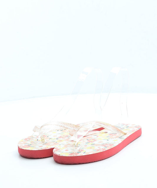 George Girls Pink Floral Rubber Thong Sandal UK 3 36