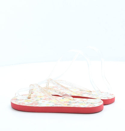 George Girls Pink Floral Rubber Thong Sandal UK 3 36