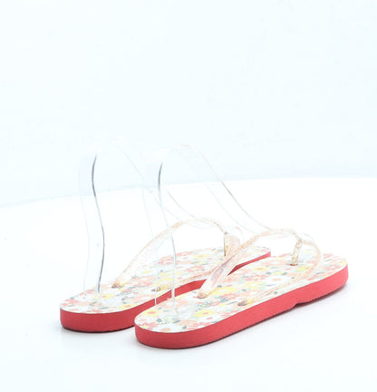 George Girls Pink Floral Rubber Thong Sandal UK 3 36