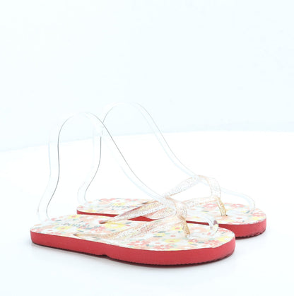 George Girls Pink Floral Rubber Thong Sandal UK 3 36