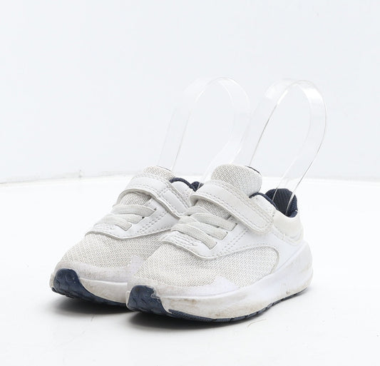 F&F Boys White Fabric Trainer UK 5 22