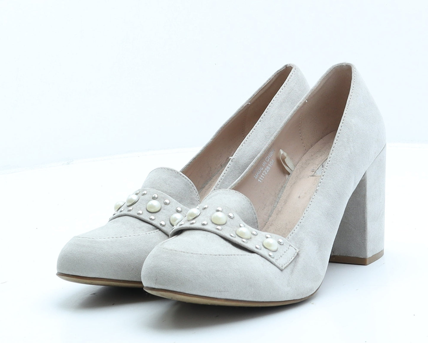 Primark Womens Grey Suede Court Heel UK 6 39
