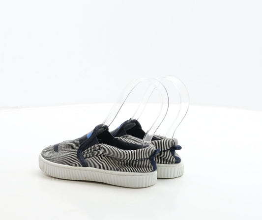 F&F Boys Blue Striped Fabric Trainer UK 9 27 - Dinosaur Detail