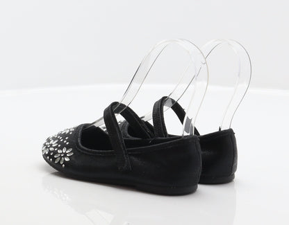 Walkright Girls Black Floral Polyester Mary Jane Flat UK 10