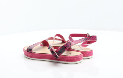 George Womens Pink Animal Print Leather Strappy Sandal UK 4 37 - Snake Print