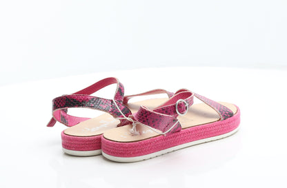 George Womens Pink Animal Print Leather Strappy Sandal UK 4 37 - Snake Print