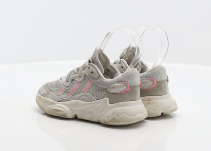 adidas Girls Grey Geometric Polyester Trainer UK 10