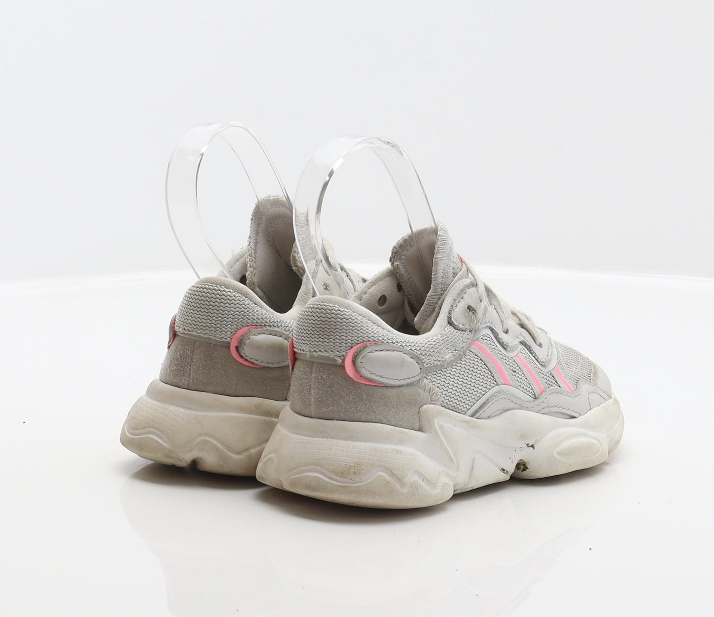 adidas Girls Grey Geometric Polyester Trainer UK 10
