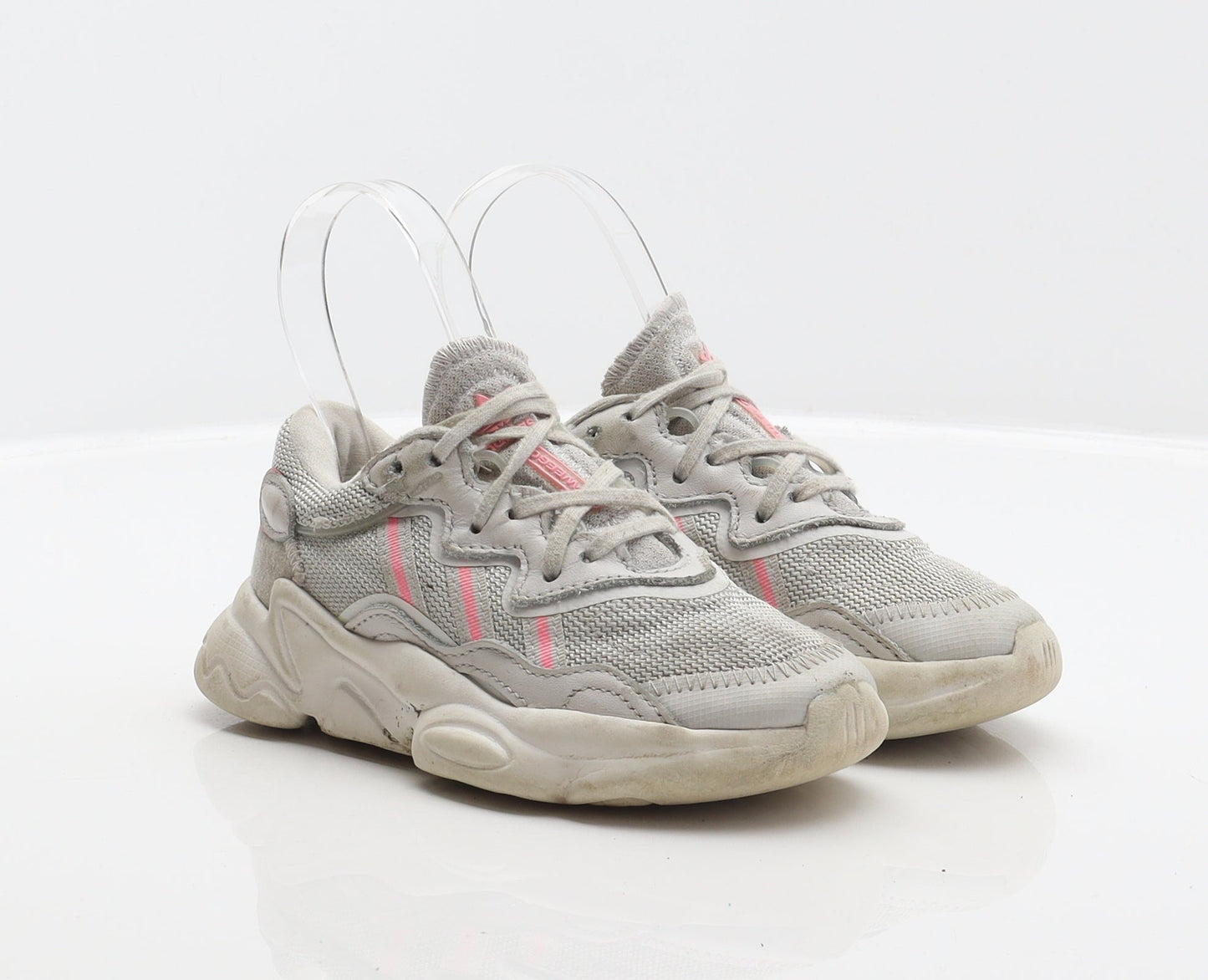 adidas Girls Grey Geometric Polyester Trainer UK 10