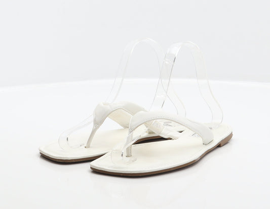 Primark Womens White Synthetic Thong Sandal UK 4 37