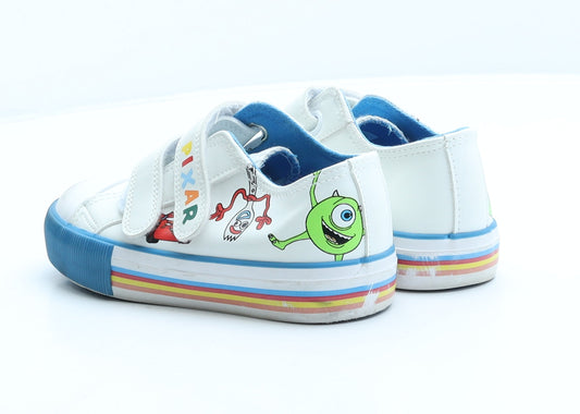 George Boys White Geometric Polyester Trainer UK 10 28 - Pixar
