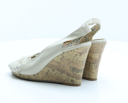 George Womens Beige Polyester Slingback Heel UK 4 37