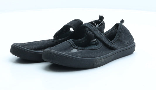 George Girls Black Fabric Mary Jane Casual UK 12 31 - School shoes