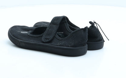 George Girls Black Fabric Mary Jane Casual UK 12 31 - School shoes