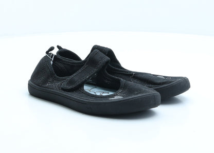 George Girls Black Fabric Mary Jane Casual UK 12 31 - School shoes