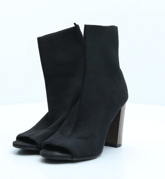 Primark Womens Black Fabric Sock Boot UK 3 36