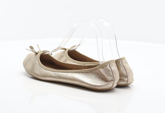 George Womens Gold Polyester Ballet Flat UK 5 38