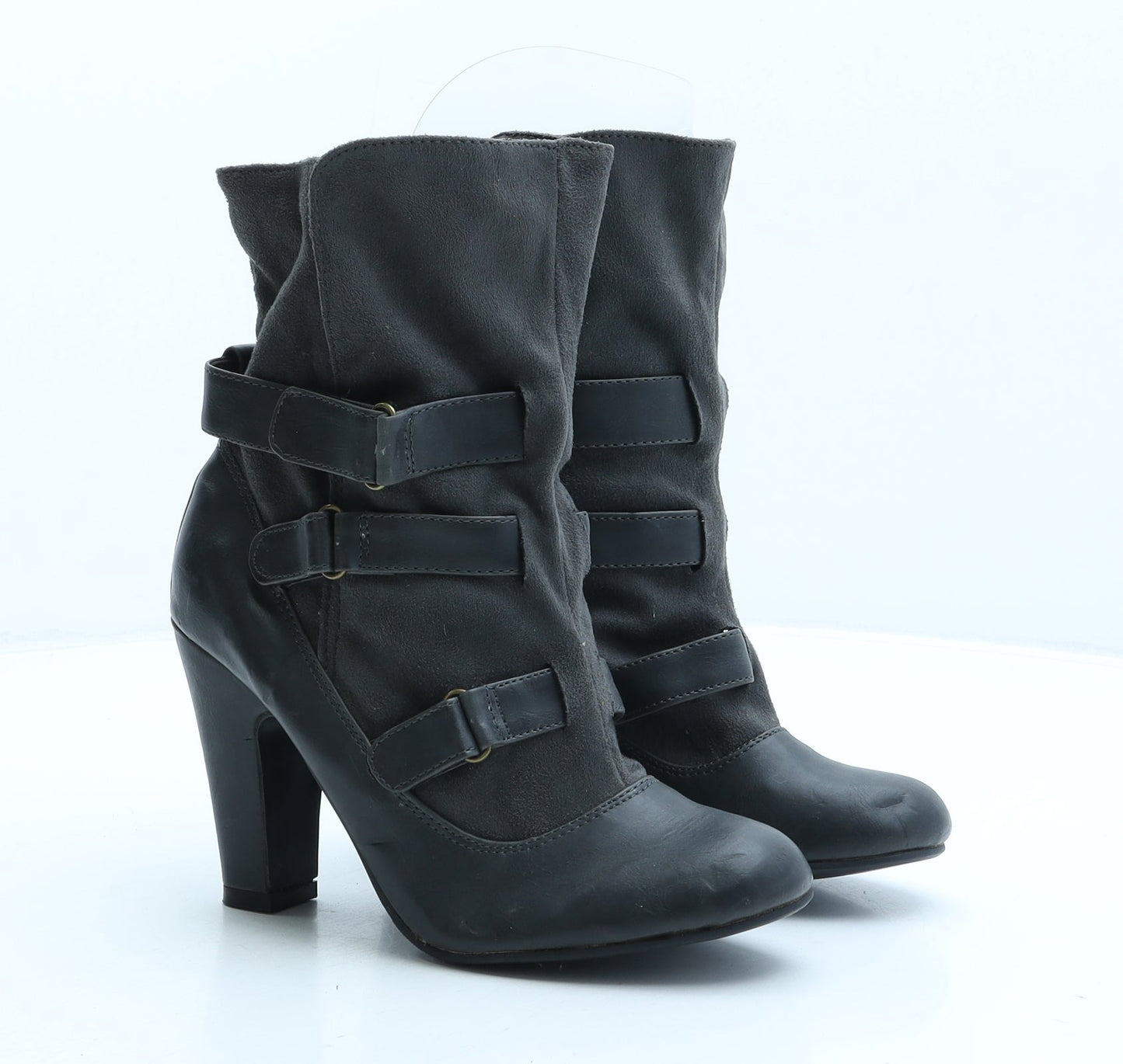 Atmosphere Womens Grey Suede Biker Boot UK 4