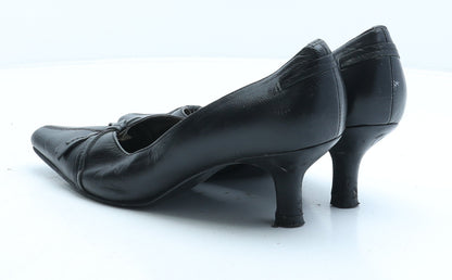 Preworn Womens Black Leather Court Heel UK 4.5 37.5