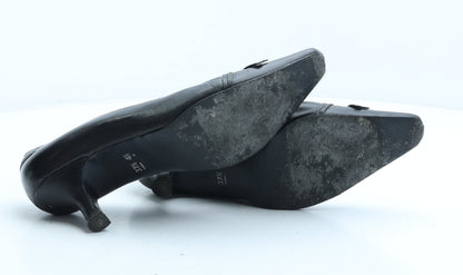 Preworn Womens Black Leather Court Heel UK 4.5 37.5