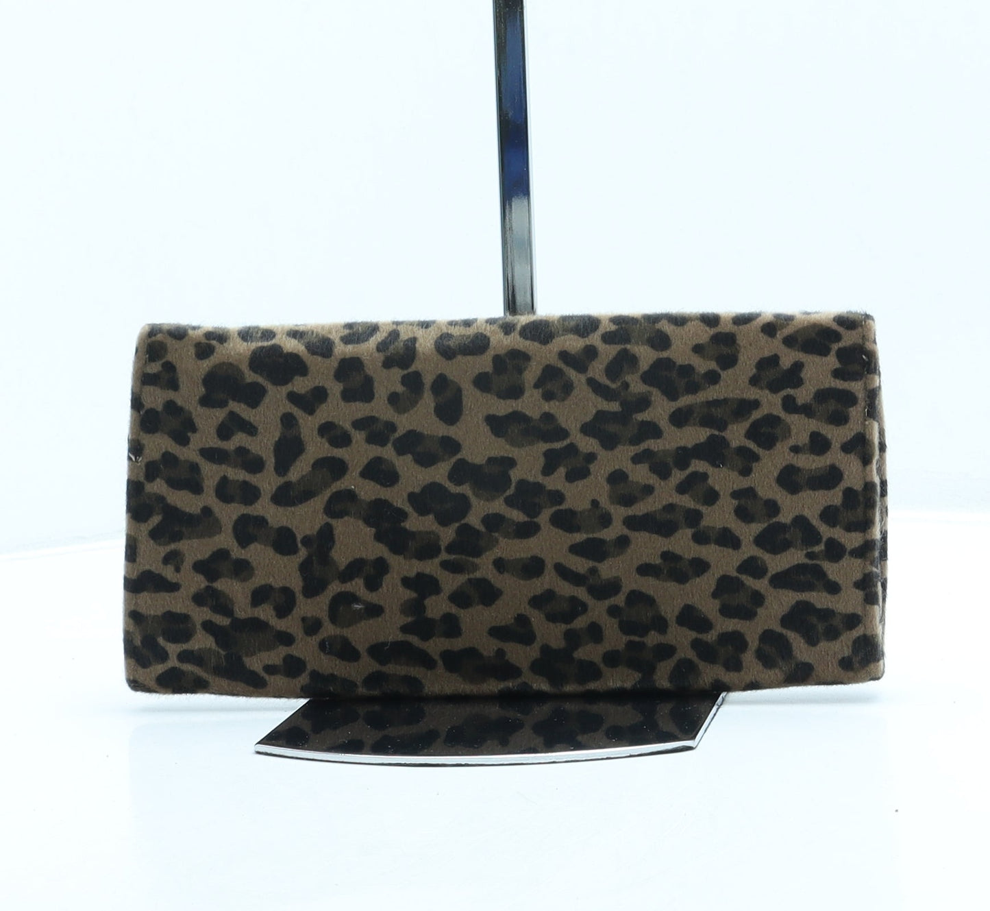 Preworn Womens Brown Animal Print Polyester Clutch Size Small - Leopard Print