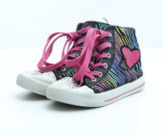 Preworn Girls Multicoloured Animal Print Fabric Trainer UK 2 - Tiger Print