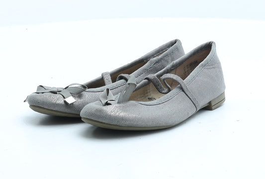 F&F Girls Grey Fabric Ballet Flat UK 10