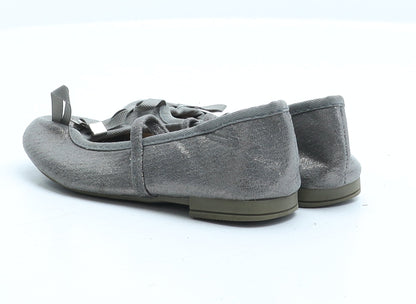 F&F Girls Grey Fabric Ballet Flat UK 10