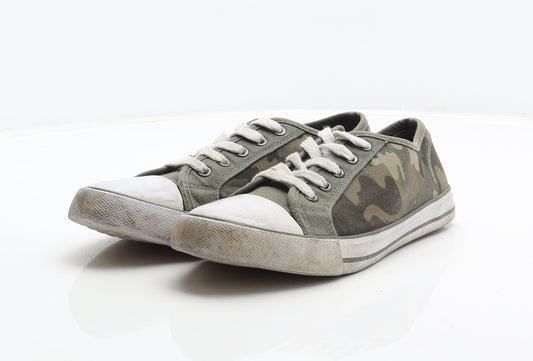 George Boys Green Camouflage Fabric Trainer UK 4