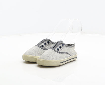 George Boys Grey Fabric Slip On Casual UK 5 22