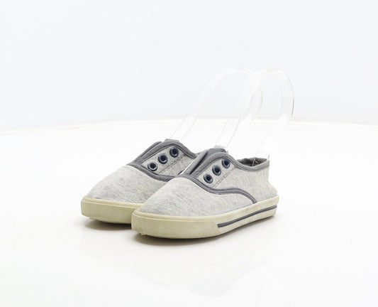 George Boys Grey Fabric Slip On Casual UK 5 22
