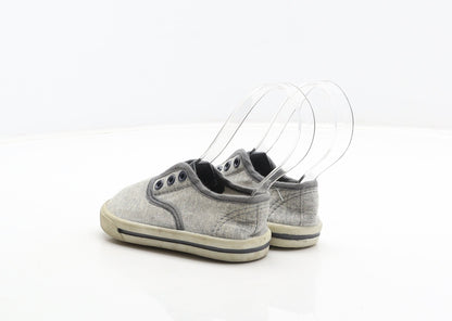 George Boys Grey Fabric Slip On Casual UK 5 22