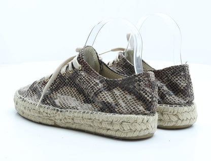 Preworn Womens Green Animal Print Synthetic Trainer UK 6 39 - Snake Print