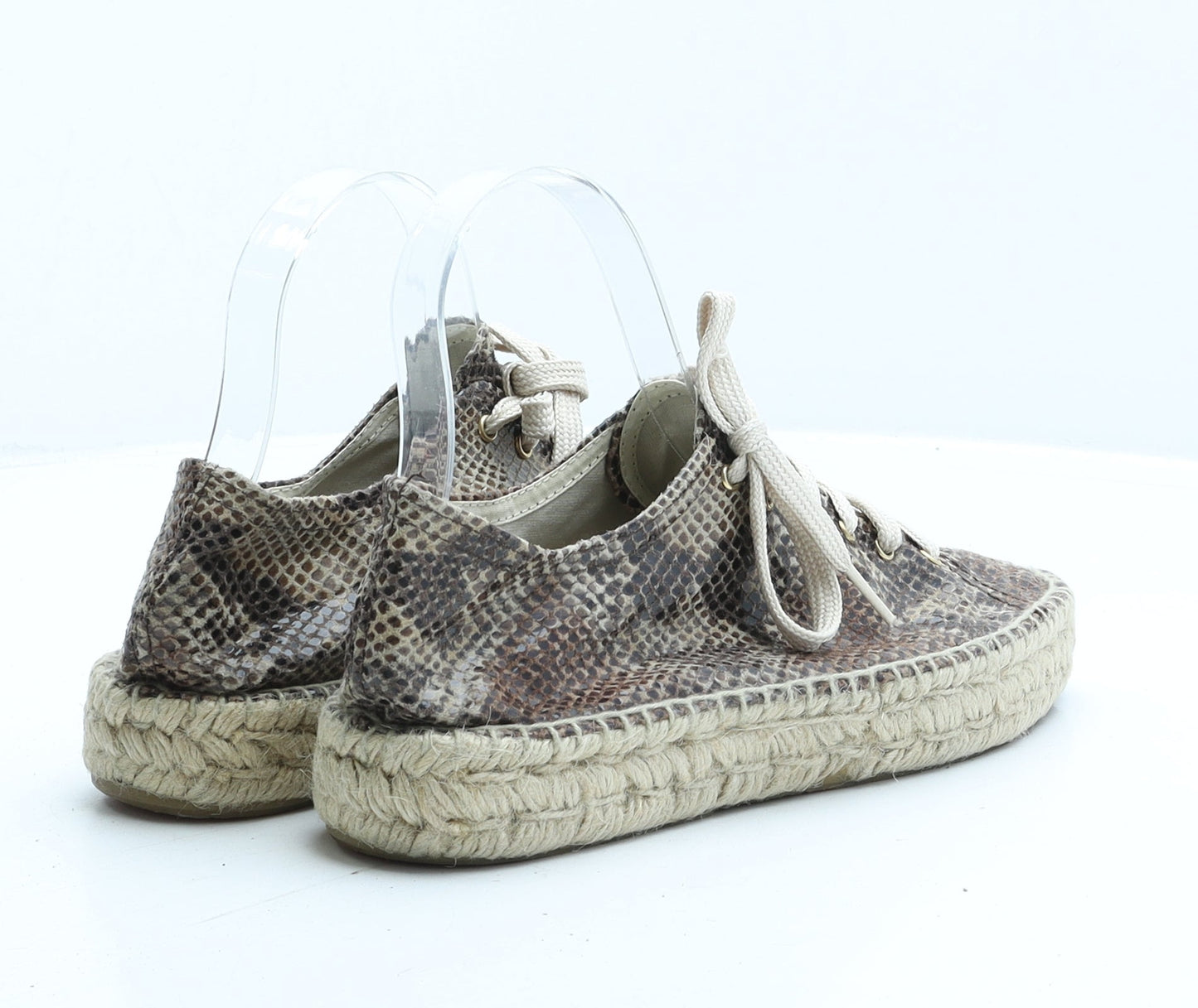 Preworn Womens Green Animal Print Synthetic Trainer UK 6 39 - Snake Print