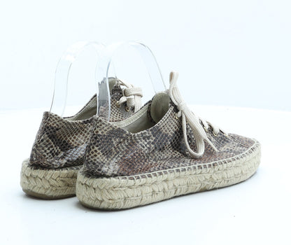 Preworn Womens Green Animal Print Synthetic Trainer UK 6 39 - Snake Print
