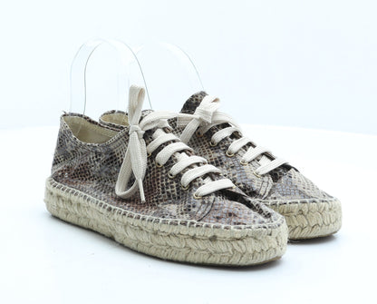 Preworn Womens Green Animal Print Synthetic Trainer UK 6 39 - Snake Print