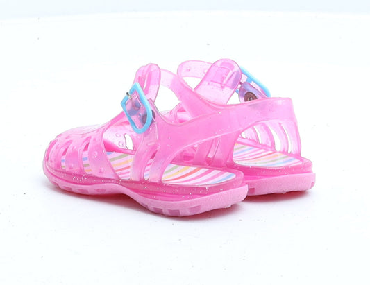 Preworn Girls Pink Rubber Strappy Sandal UK 3
