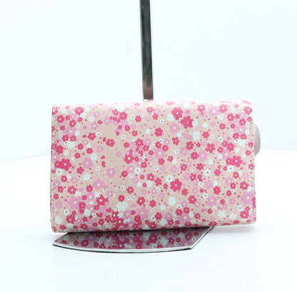 Preworn Womens Pink Floral Leather Clutch Size Small