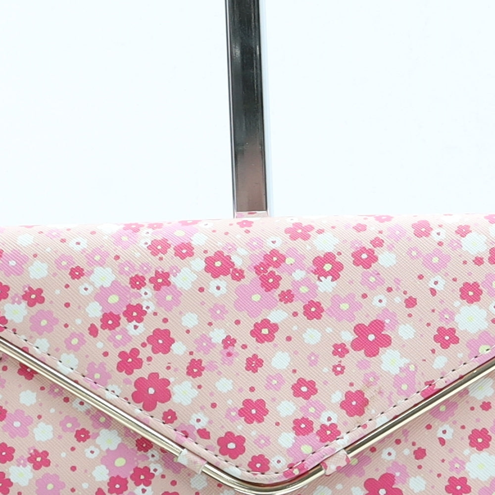 Preworn Womens Pink Floral Leather Clutch Size Small